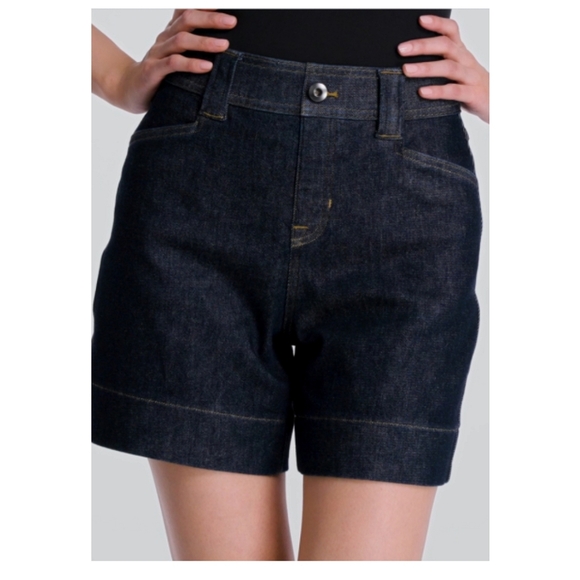 New Spanx Denim Trouser Short 6" Raw Indigo Size Small - Picture 9 of 16